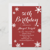 Red Winter 50th Birthday Invitation Kaart (Voorkant)