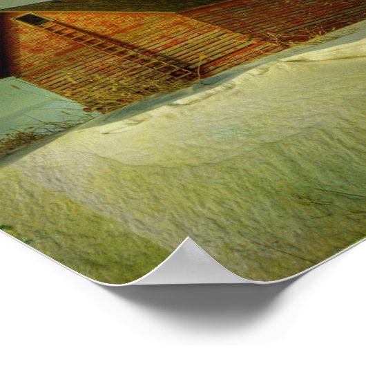 Red Winter Barn Poster (Hoek)