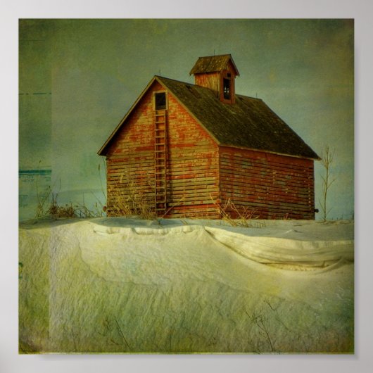 Red Winter Barn Poster (Voorkant)