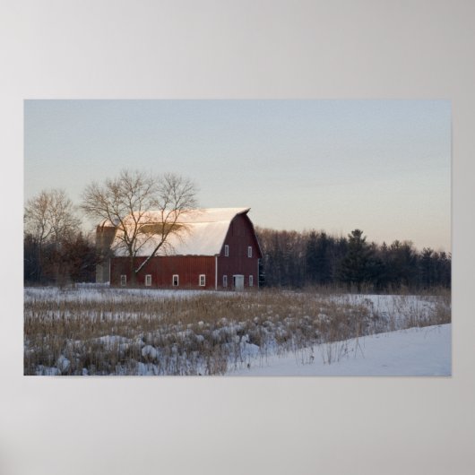 Red Winter Barn Poster (Voorkant)
