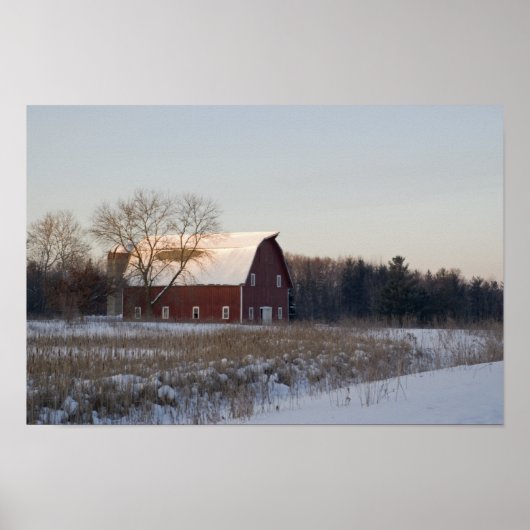 Red Winter Barn Poster (Voorkant)