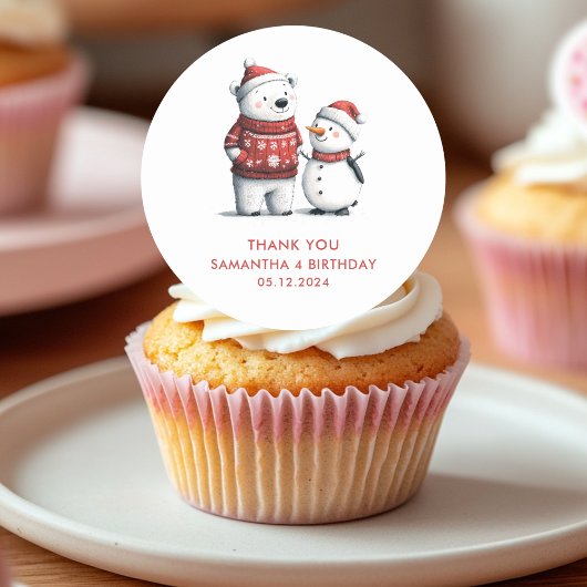 Red Winter Beer & Sneeuwmannen Dank u | winter Ronde Sticker