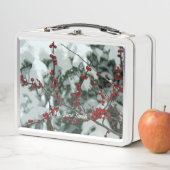 Red Winter Berries Holiday Metal Lunchbox (In situ)