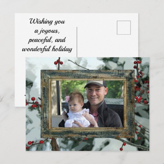 Red Winter Berries Kerstvakantie Briefkaart (Voorkant / Achterkant)