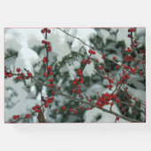 Red Winter Berries Kerstvakantie Gastenboek (Achterkant)