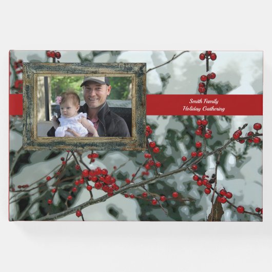 Red Winter Berries Kerstvakantie Gastenboek (Voorkant)