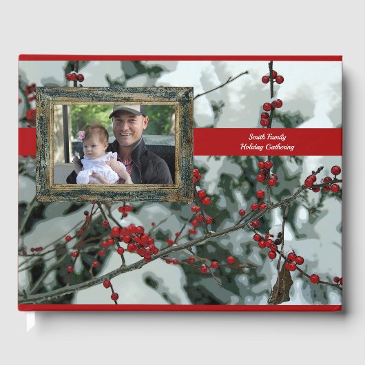 Red Winter Berries Kerstvakantie Gastenboek (Voorkant)