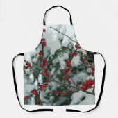 Red Winter Berries Kerstvakantie Schort (Voorkant)