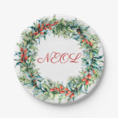 Red Winter Berry Kerstmis Bord (Voorkant)