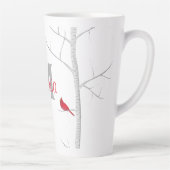 Red Winter Bird Woodland Tree Rustic Monogram Latte Mok (Rechts)