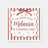 Red Winter Birthday Napkin Design Servet (Voorkant)