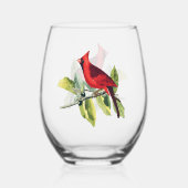 Red Winter Cardinal Bird Wijnglas Zonder Voet (Voorkant)