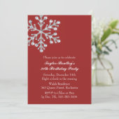 Red Winter Crystal Sweet Birthday Party Invitation Kaart (Staand voorkant)