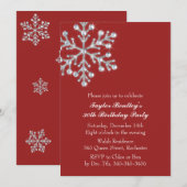 Red Winter Crystal Sweet Birthday Party Invitation Kaart (Voorkant / Achterkant)