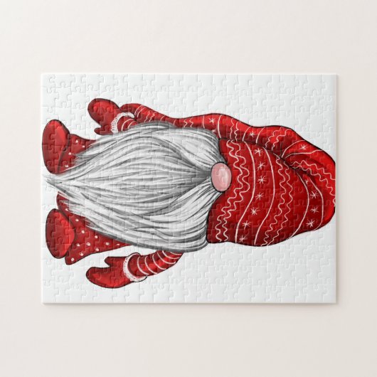 Red Winter Gnome Jigzaag Puzzle Legpuzzel (Horizontaal)