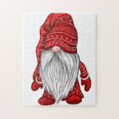 Red Winter Gnome Jigzaag Puzzle Legpuzzel (Verticaal)