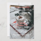 Red Winter Holiday Elegant Housewarming Party Kaart (Voorkant)