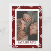Red Winter Holiday Save the Date Photo Cards (Voorkant)