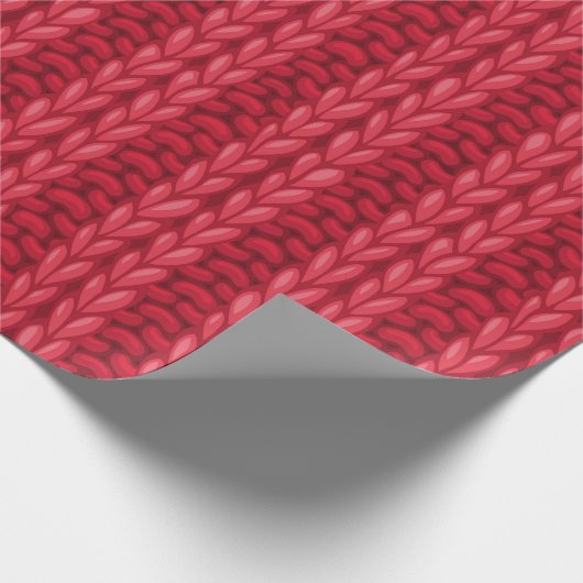 Red Winter Knitting Wooly Pattern Cadeaupapier (Hoek)