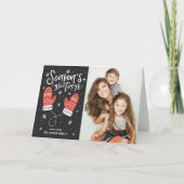 Red Winter Mittens Season's Greetings Foto Feestdagen Kaart (Voorkant)