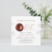 Red Winter Oh What Fun Girl 1st Birthday Party Kaart (Staand voorkant)