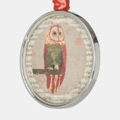 Red Winter Owl Snowflakes Ornament (Links)