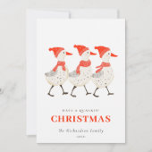 Red Winter Quacking Christmas Ducks Business Logo Feestdagenkaart (Voorkant)