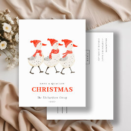 Red Winter Quacking Christmas Ducks Business Logo Feestdagenkaart