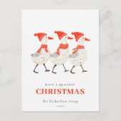 Red Winter Quacking Christmas Ducks Business Logo Feestdagenkaart (Voorkant)