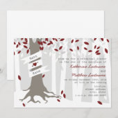 Red Winter Rehearsal Dinner Forest Snow Invitation Kaart (Voorkant / Achterkant)