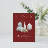 Red Winter Scene Stars Forest Deer Kerstmis Feestdagenkaart (Staand voorkant)