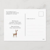 Red Winter Scene Stars Forest Deer Kerstmis Feestdagenkaart (Achterkant)