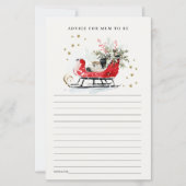 Red Winter Sleigh Advice For Mum To Be Baby Shower (Voorkant)