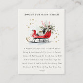 Red Winter Sleigh Books For Baby Baby Shower Informatiekaartje (Voorkant)