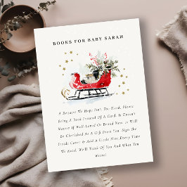 Red Winter Sleigh Books For Baby Baby Shower Informatiekaartje