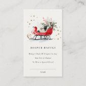 Red Winter Sleigh Diaper Raffle Baby Baby Shower Informatiekaartje (Voorkant)