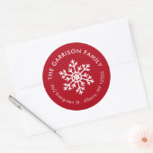 Red Winter Snowflake Circle Retouradres Label (Envelop)
