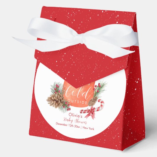 Red Winter Snowflake Festive Smore Baby Shower Bedankdoosjes (Voorkant)