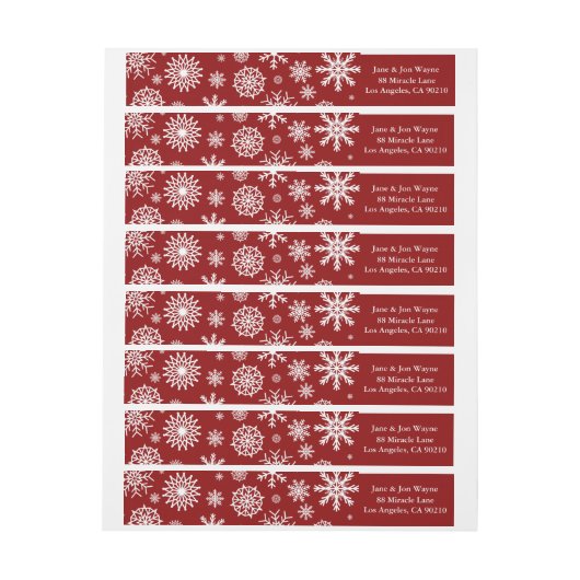 Red Winter Snowflake - kerstterugzendadres (Vel)