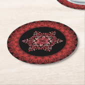 Red Winter Snowflake Lace Edge Ronde Kartonnen Onderzetter (Gebogen)