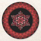 Red Winter Snowflake Lace Edge Ronde Kartonnen Onderzetter (Voorkant)