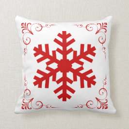 Red Winter Snowflake met feestelijke scrollkerst Kussen