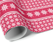 Red  Winter Snowflakes Holiday Kerstmis Cadeaupapier (Rol Hoek)
