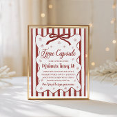 Red Winter Time Capsule Sign Reclamebord Met Voetstuk