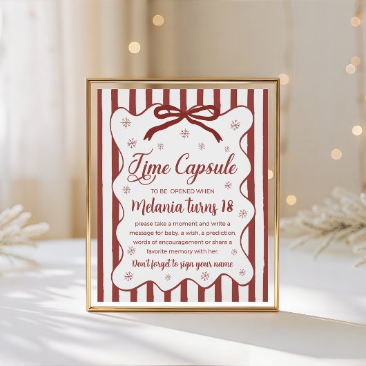 Red Winter Time Capsule Sign Reclamebord Met Voetstuk