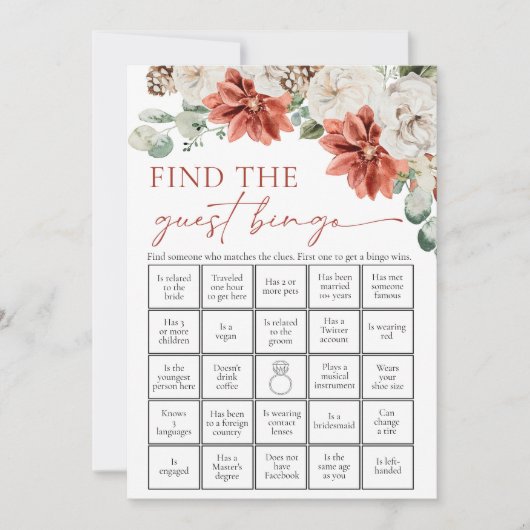 Red Winter Vind het Guest Bingo Vrijgezellenfeest  Kaart (Voorkant)