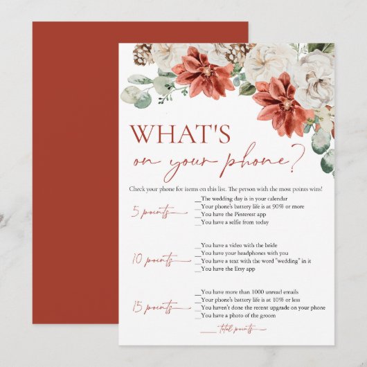 Red Winter Wat is er op uw telefoon Vrijgezellenfe Kaart (Voorkant / Achterkant)