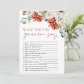 Red Winter Wat zei bruidegom zeggen Vrijgezellenfe Kaart (Staand voorkant)