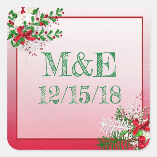 Red Winter Wedding Personalized Stickers (Voorkant)