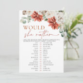 Red Winter wil liever Vrijgezellenfeest spel Kaart (Staand voorkant)